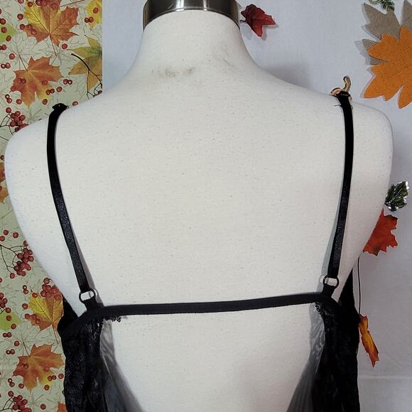 Shein Black Spaghetti Strap Lace Bodice Backless Babydoll Nightgown Sze 16 - Picture 8 of 8